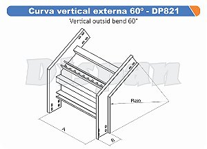 Curva Para Leito Vertical Externa Aço Carbono 60G Raio Segmentado 320 1100Mm Gf Aba Interna Alt 100Mm