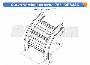 Curva Para Leito Vertical Externa Aço Carbono 75G Curvilineo 520 1000Mm Gf Aba Interna Alt 100Mm