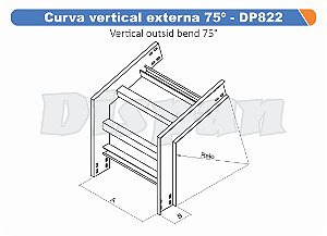 Curva Para Leito Vertical Externa Aço Carbono 75G Raio Segmentado 520 200Mm Gf Aba Interna Alt 100Mm