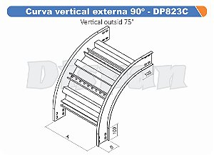 Curva Para Leito Vertical Externa Aço Carbono 90G Curvilineo 320 1000Mm Gf Aba Externa Alt 100Mm