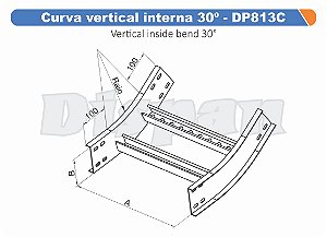 Curva Para Leito Vertical Interna Aço Carbono 30G Curvilineo 520 800Mm Gf Aba Externa Alt 100Mm