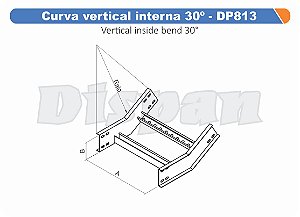 Curva Para Leito Vertical Interna Aço Carbono 30G Raio Segmentado 320 1000Mm Gf Aba Externa Alt 100Mm