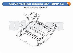 Curva Para Leito Vertical Interna Aço Carbono 45G Curvilineo 320 600Mm Gf Aba Externa Alt 100Mm