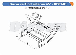 Curva Para Leito Vertical Interna Aço Carbono 45G Curvilineo 520 900Mm Gf Aba Externa Alt 100Mm