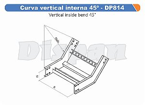 Curva Para Leito Vertical Interna Aço Carbono 45G Raio Segmentado 320 800Mm Gf Aba Externa Alt 100Mm