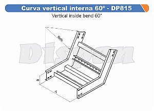 Curva Para Leito Vertical Interna Aço Carbono 60G Raio Segmentado 520 500Mm Gf Aba Interna Alt 100Mm