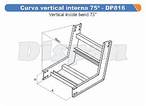 Curva Para Leito Vertical Interna Aço Carbono 75G Raio Segmentado 320 500Mm Gf Aba Interna Alt 100Mm