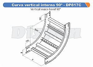 Curva Para Leito Vertical Interna Aço Carbono 90G Curvilineo 320 1200Mm Gf Aba Interna Alt 100Mm