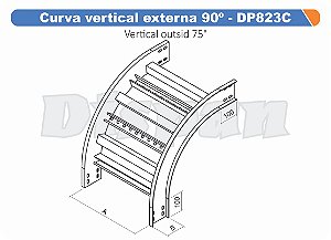 Curva Para Leito Vertical Interna Aço Carbono 90G Curvilineo 320 500Mm Gf Aba Interna Alt 100Mm