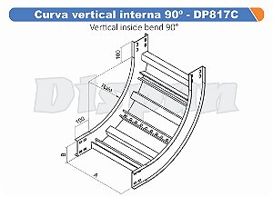 Curva Para Leito Vertical Interna Aço Carbono 90G Curvilineo 520 400Mm Gf Aba Interna Alt 100Mm