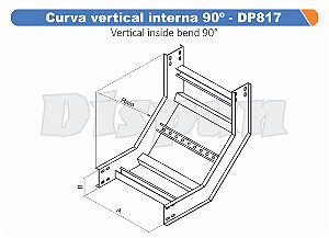 Curva Para Leito Vertical Interna Aço Carbono 90G Raio Segmentado 520 200Mm Gf Aba Interna Alt 100Mm