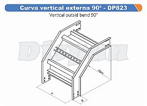 Curva Para Leito Vertical Interna Aço Carbono 90G Raio Segmentado 520 400Mm Gf Aba Interna Alt 100Mm