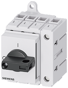 Seccionador De Corte Em Carga 3LD3 Iu 25 A Interruptor Principal 3 Polos+N Potência Nominal De Operação A CA-23 A A 400V 9,0kW Instalação Da Distribuição Interruptor De Base Com Acionamento De Manípulo Preto 3LD3130-0TL11 Siemens