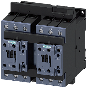 Combinação Reversora CA-3e/CA-3 65 A 30 Kw / 400 V De 3 Polos Ca/Cc 20-33 V 50/60 Hz Conexão Parafusada Travamento Elétrico E Mecânico Contatos Auxiliares 2 X 1 Na Combinação De Inversão Sirius 3RA23 Para A Comutação De 3RA2337-8XB30-1NB3 Siemens