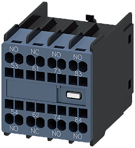 Interruptor Auxiliar No Lado Frontal 3 Na + 1 Nf 53/54 61/62 73/74 83/84 Caminho De Corrente 1 Na 1 Nf 1 Na 1 Na Terminal De Mola Para Contatores E Contatores Auxiliares Interruptor Auxiliar Sirius 3RH29 Para A Ampliação De 3RH2911-2XA31-0MA0 Siemens