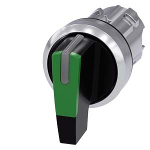 Interruptor Com Manípulo Iluminável 22 Mm Redondo Metal De Alto Brilho Verde Manípulo Comprimento 3 Posições De Comutação I<Gt/>O<Lt/>Ii Tecla Com Retorno Ângulo De Comutação 2x45 10 30h/12h/13 30h Interruptor Com Manípulo 3SU1052-2CM40-0AA0 Siemens