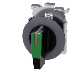 Interruptor Com Manípulo Iluminável 30 Mm Redondo Metal Mate Verde Manípulo Comprimento Anel Frontal Para Montagem Plana 3 Posições De Comutação I-O-Ii De Encaixe Ângulo De Comutação 2x45 10 30h/12h/13 30h Interruptor Com 3SU1062-2EL40-0AA0 Siemens