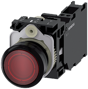 Botão Iluminado 22 Mm Redonda Plástico Vermelho Botão De Pressão Plano Tecla Com Retorno Com Suporte 1NA+1NF Módulo Led Com Led Integrado CA/24V Cc Conexão De Mola Botão De Pressão Iluminado Sirius Act Para A Comutação E O 3SU1102-0AB20-3FA0 Siemens
