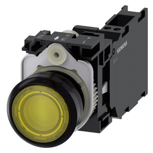 Botão Iluminado 22 Mm Redonda Plástico Amarelo Botão De Pressão Plano Tecla Com Retorno Com Suporte 1NA+1NF Módulo Led Com Led Integrado CA/24V Cc Conexão De Mola Botão De Pressão Iluminado Sirius Act Para A Comutação E O 3SU1102-0AB30-3FA0 Siemens