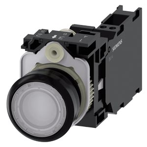 Botão Iluminado 22 Mm Redonda Plástico Branco Botão De Pressão Plano Tecla Com Retorno Com Suporte 1NA+1NF Módulo Led Com Led Integrado CA/24V Cc Conexão De Mola Botão De Pressão Iluminado Sirius Act Para A Comutação E O 3SU1102-0AB60-3FA0 Siemens