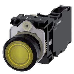 Botão Iluminado 22 Mm Redonda Plástico Amarelo Botão De Pressão Plano Tecla Com Retorno Com Suporte 1NA+1NF Módulo Led Com Led Integrado Ca 110 V Conexão Parafusada Botão De Pressão Iluminado Sirius Act Para A Comutação E O 3SU1103-0AB30-1FA0 Siemens