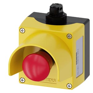 As-Interface Carcaça Para Aparelhos De Comando De 22 Mm Redondo Material Da Caixa De Plástico Parte Superior Da Caixa Amarela Com Colar De Proteção 1 Posição De Comando De Plástico A Botão De Parada De Emergência Em Forma 3SU1801-0NB10-4HC2 Siemens