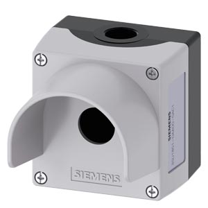 Carcaça Para Aparelhos De Comando 22 Mm Redondo Material Da Caixa De Metal Parte Superior Da Caixa Cinza Com Colar De Proteção 1 Posição De Comando Sem Equipamento Fixação No Piso Em Cima E Embaixo Para Cada 1xM20 Caixa 3SU1851-0AA00-0AC1 Siemens
