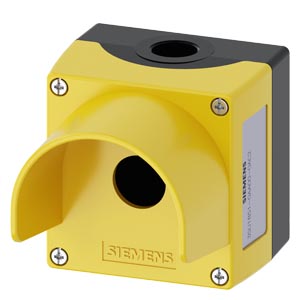Carcaça Para Aparelhos De Comando 22 Mm Redondo Material Da Caixa De Metal Parte Superior Da Caixa Amarela Com Colar De Proteção 1 Posição De Comando Sem Equipamento Fixação No Piso Em Cima E Embaixo Para Cada 1xM20 Caixa 3SU1851-0AA00-0AC2 Siemens