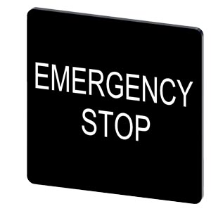 Placa De Designação Para Encaixar Ou Colar No Suporte De Placa Tamanho Da Etiqueta 27x27 Mm Placa Preta Inscrição Em Branco Com Inscrição Emergency Stop Placa De Designação Para A Inscrição Dos Aparelhos De Comando E 3SU1900-0AE16-0DA0 Siemens