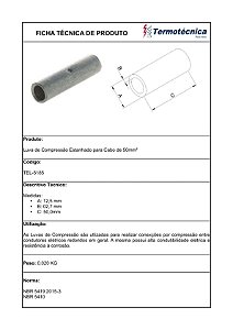 Luva Compressao Estanhada P/ Cabo 50Mm2 Tel-5185 Termotécnica