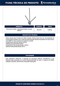 Para-Raios Franklin Em Latao Cromado P/ 1 Descida H=250Mm Tel-010 Termotécnica