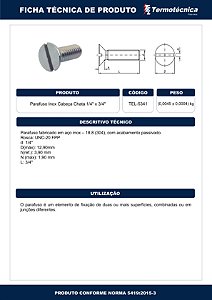 Paraf.Inox Chata 1/4X3/4 Tel-5341 Termotécnica