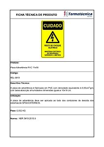 Placa De Advertencia Para Descidas Em Pvc 11X18Cm Cores Amarelo E Preto Tel-5910 Termotécnica