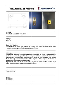 Presilha De Latao Furo 5Mm P/ Cabos De 35-50Mm2 Tel-744 Termotécnica