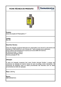 Caixa De Inspecao Suspensa Em Polipropileno C/ 2 Bocais Diam. 1 Pol., Anti-Chama, Anti-Uv, C/ Placa De Advertencia, Ip65