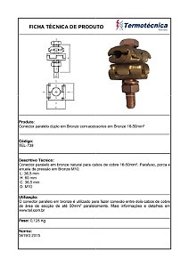Conector Paralelo Duplo X Em Bronze Com Acessorios Em Bronze 16 – 50Mm2 Tel-738 Termotécnica