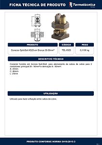 Conector Split-Bolt Fundido Em Bronze 35 – 50Mm2 Tel-6325 Termotécnica