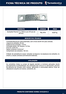 Cordoalha Flexivel De Cobre Estanhado 25X100Mm Com 2 Furos De 11Mm Tel5701