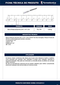 Barra Chata De Aluminio Furada 3/4 X 1/4 X 3M – 120Mm2 Tel-770 Termotécnica