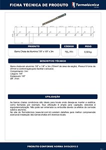 Barra Chata De Aluminio Furada 7/8 X 1/8 X 3M – 70Mm2 Tel-771 Termotécnica