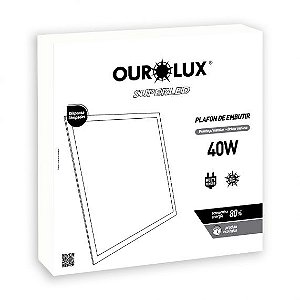 Luminária Tipo Plafon Led De Embutir 62X62 40W 4000K 03171 Ourolux