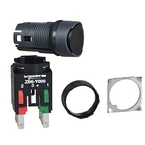 Botao 16Mm Plastico Normal A Impulsao Redondo 1Na 1Nf Preto XB6AA25B SCHNEIDER