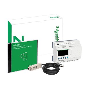 Kit Relé Inteligente Compacto - 12 Entradas/8 Saídas Digitais - 24 Vdc + Cabo De Comunicação Zelio/Pc De 3 Metros + Cd-Rom Zelio Soft 2 SR2PACK2BD SCHNEIDER