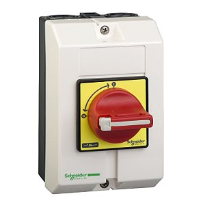 Interruptor Seccionador Vario Em Cofre Ip65 25A Manopla Vermelha/Amarela VCF1GE SCHNEIDER