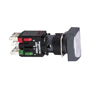 Botao 16Mm Plastico Luminoso Com Retencao Retangular Branco 1Na 1Nf XB6DF1B5B SCHNEIDER