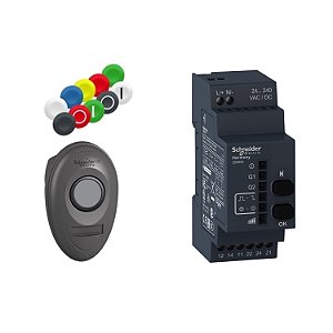 Kit Com Botão Ø22Mm Plástico Wireless E Móvel, Receptor Programável, 10 Pastilhas Inclusas XB5RMA04 SCHNEIDER