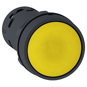 Botão Monobloco Ø22Mm Plástico, Retorno Por Mola, Amarelo, Na+Nf XB7NA85 SCHNEIDER