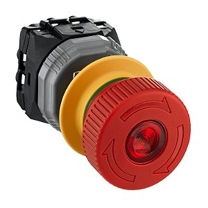 Botão Ø22Mm Plástico, Emergência, Cogumelo Ø40Mm, Vm. Na+2Nf, 24V XB5AS86449B4 SCHNEIDER