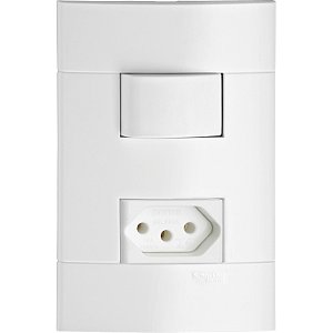 Conjunto Interruptor Paralelo + Tomada 2P+T 10A 250V Pl/Br PRM44004721 SCHNEIDER