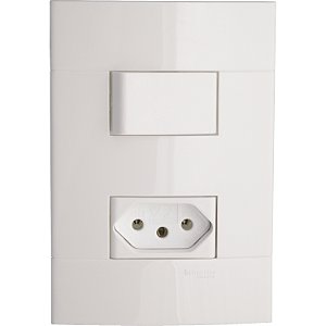 Conjunto Interruptor Paralelo + Tomada 2P+T 10A 250V Pl/Br PRM044004721 SCHNEIDER